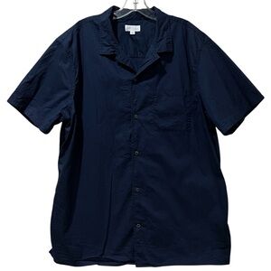 Gap Men’s XL Navy Blue Standard Fit Cotton Short Sleeve Button Down Shirt Y5